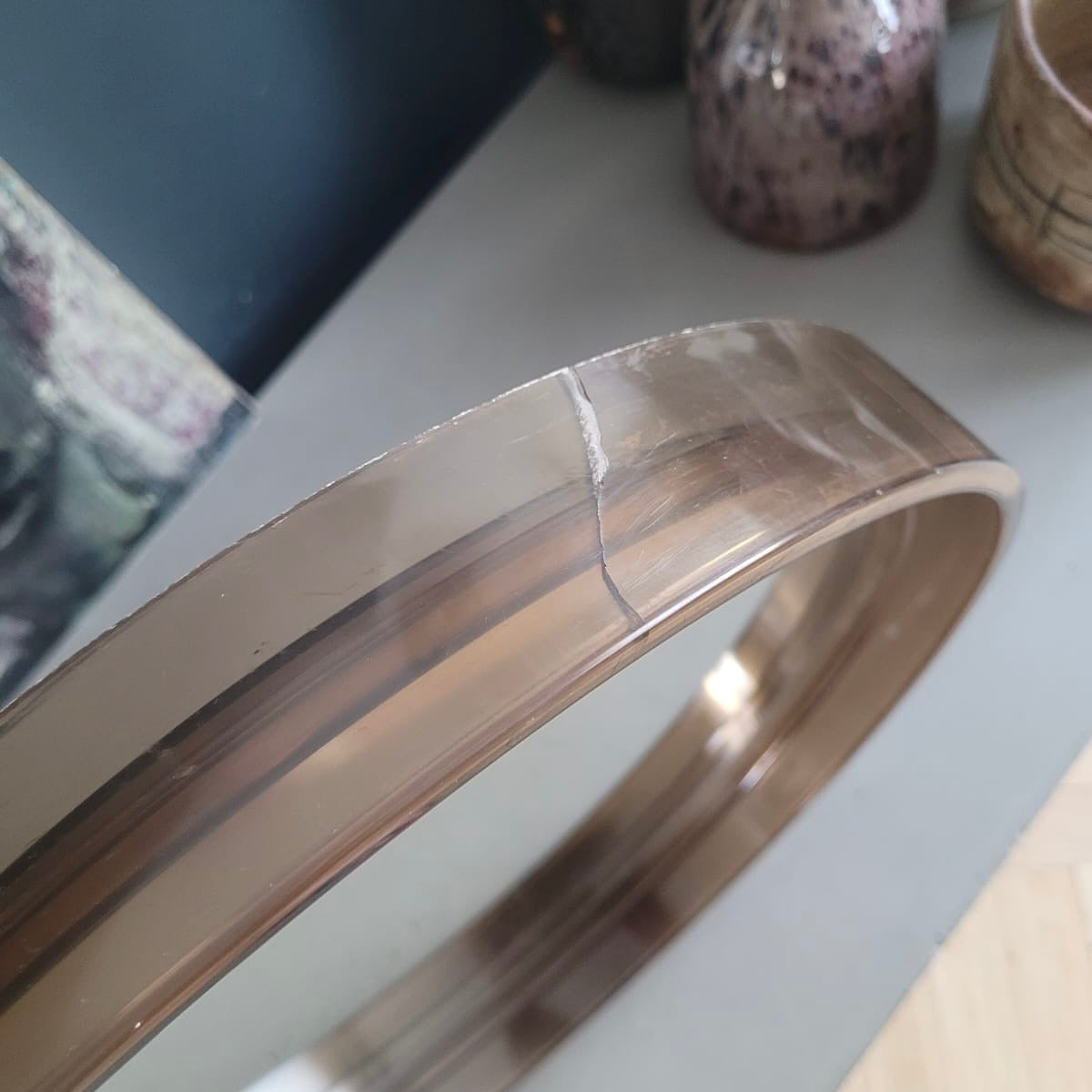 Miroir 70’s en plastique fumé - Ref 1241