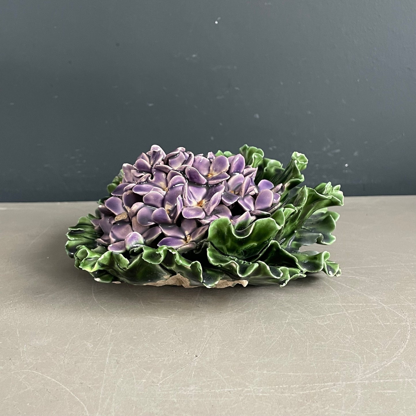 Grande fleur d’hortensia en barbotine de porcelaine - Ref 1161