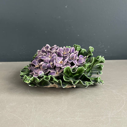 Grande fleur d’hortensia en barbotine de porcelaine - Ref 1161