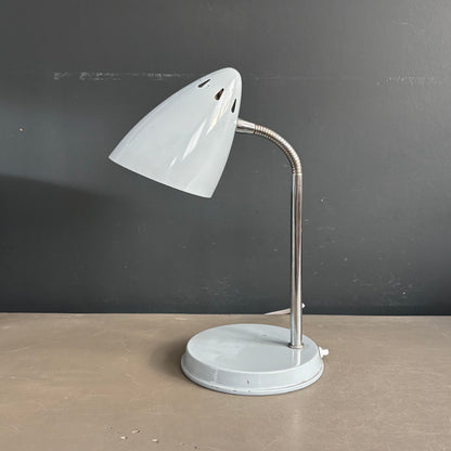 Lampe de bureau vintage Kompernass orientable en métal laqué gris perle - Ref 1270