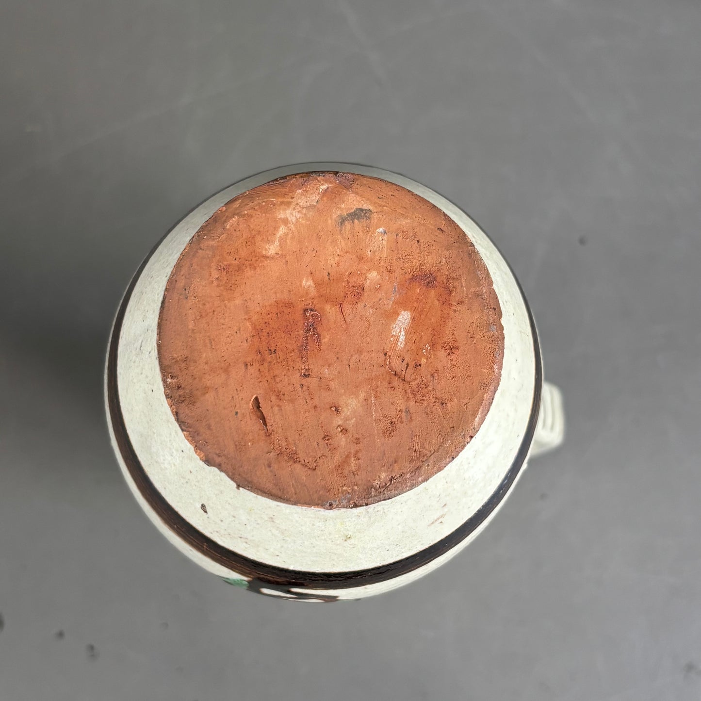 Vase à anse vintage en céramique émaillée à motifs - Ref 1280