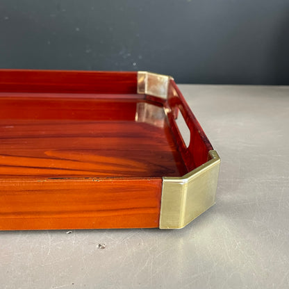 Plateau japonais en plastique façon bois - Ref 1195