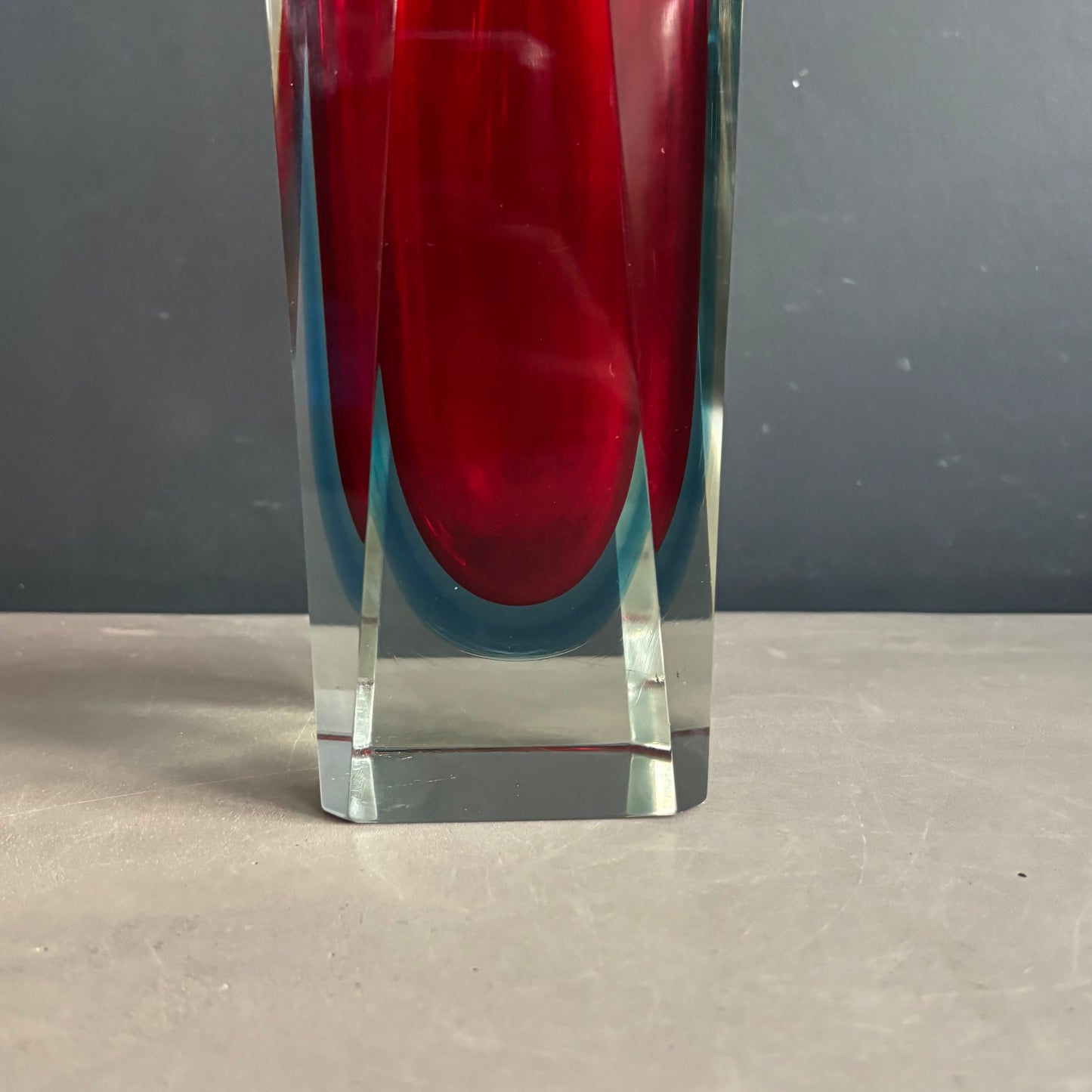 Vase Murano sommerso grand modèle rouge et bleu - Mandruzzato - Années 70 - Ref 1313