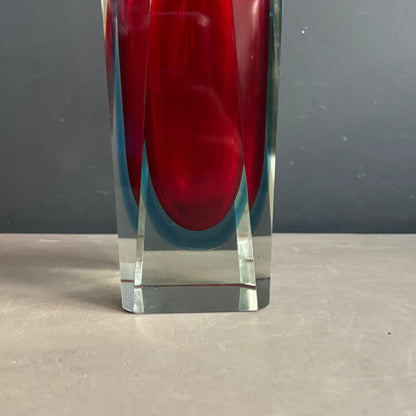 Vase Murano sommerso grand modèle rouge et bleu - Mandruzzato - Années 70 - Ref 1313