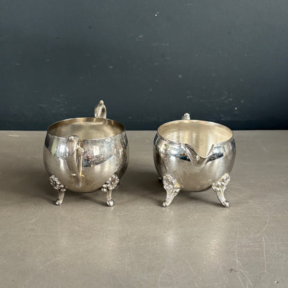 Ensemble sucrier - pot à lait en métal argenté - Ref 1267