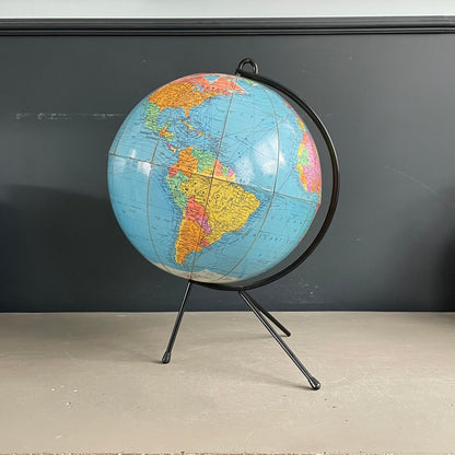 Globe terrestre vintage Girard et Barrère - Années 50-60 - piètement string - Ref 1153