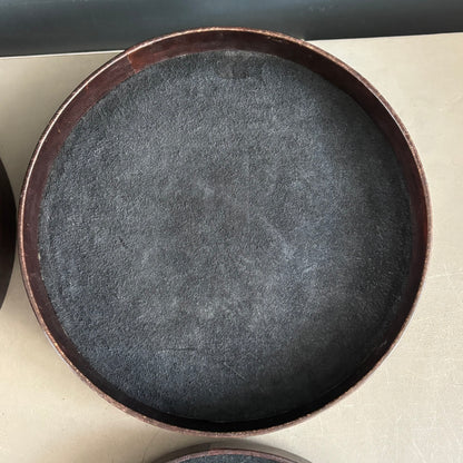 Paire de boîtes en cuir marron - Ref 1286