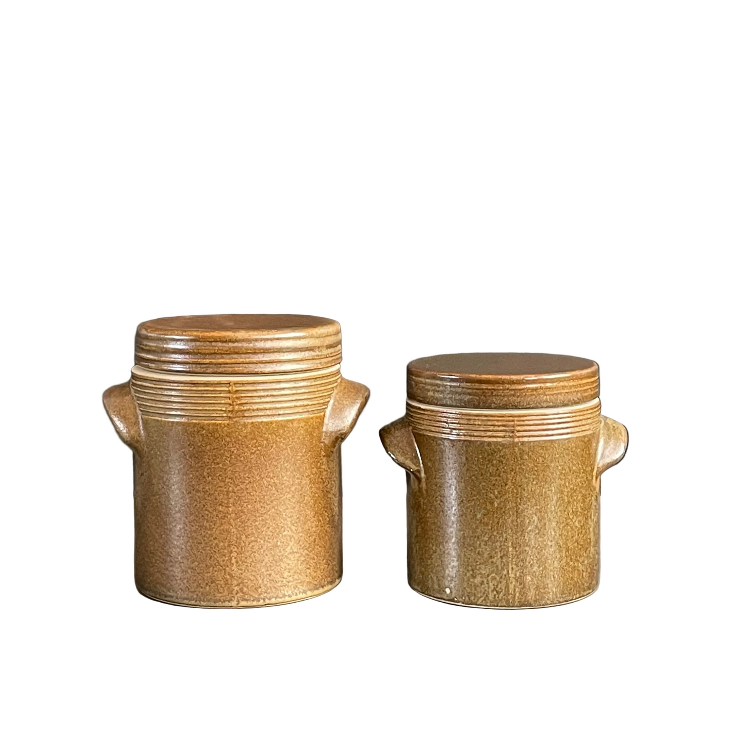 2 pots à condiments en grès émaillé - Ref 1083