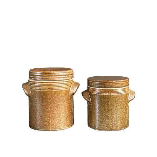 2 pots à condiments en grès émaillé - Ref 1083