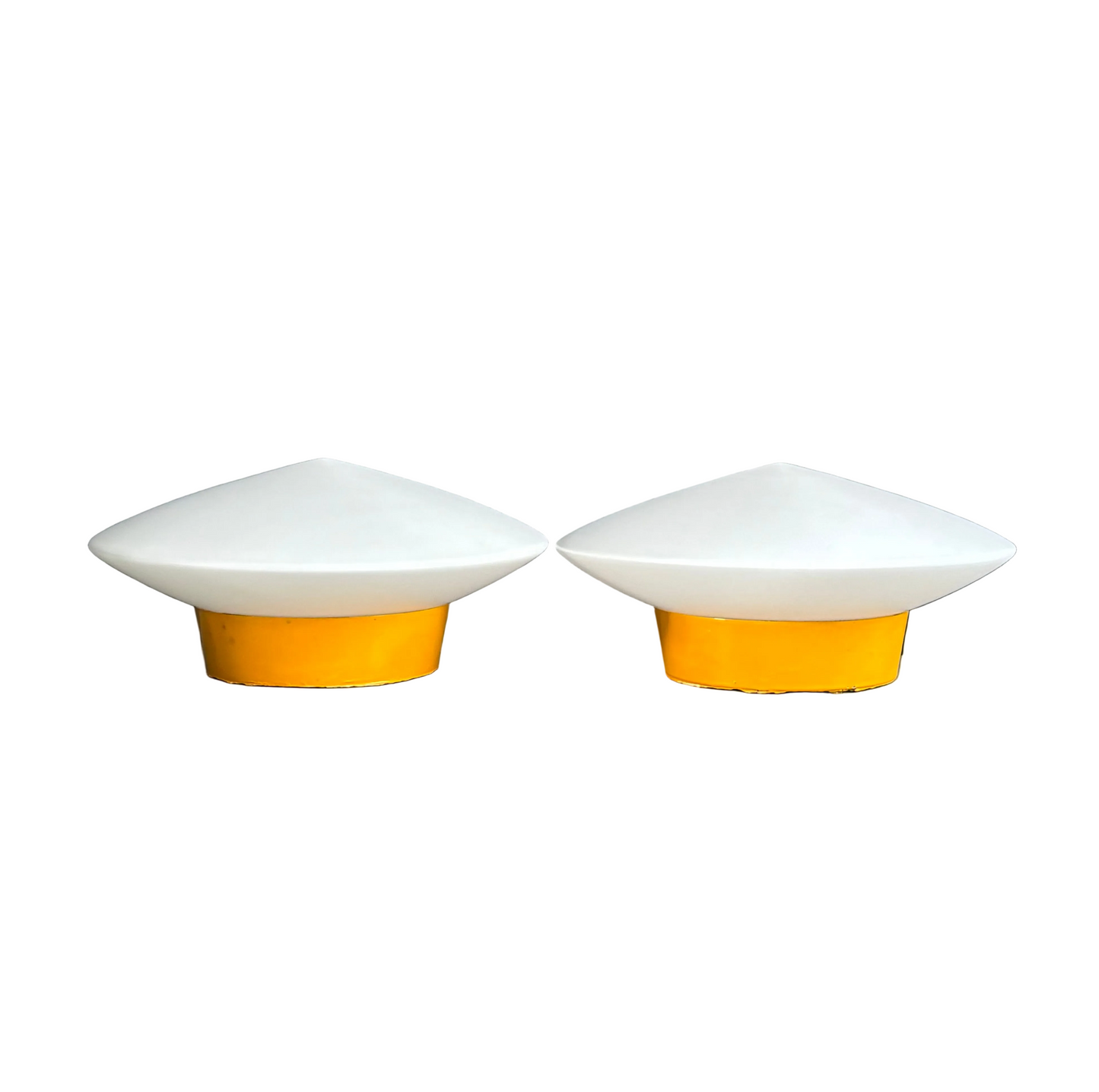 Paire d’appliques murales avec globes soucoupes en opaline - Ref 1266