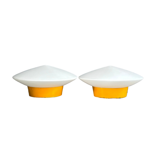 Paire d’appliques murales avec globes soucoupes en opaline - Ref 1266
