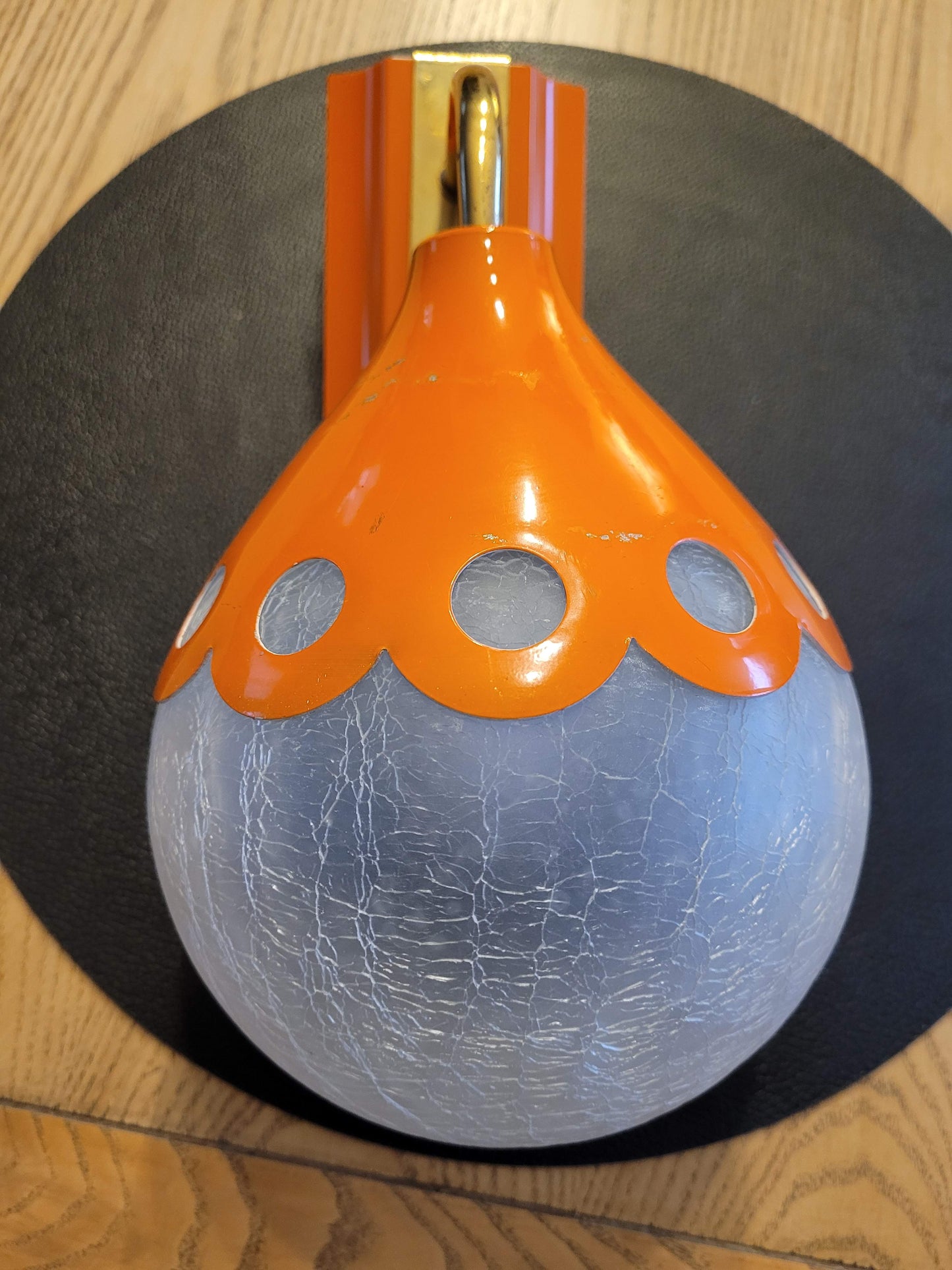 Applique orange 1960 - Globe en verre - Ref 70