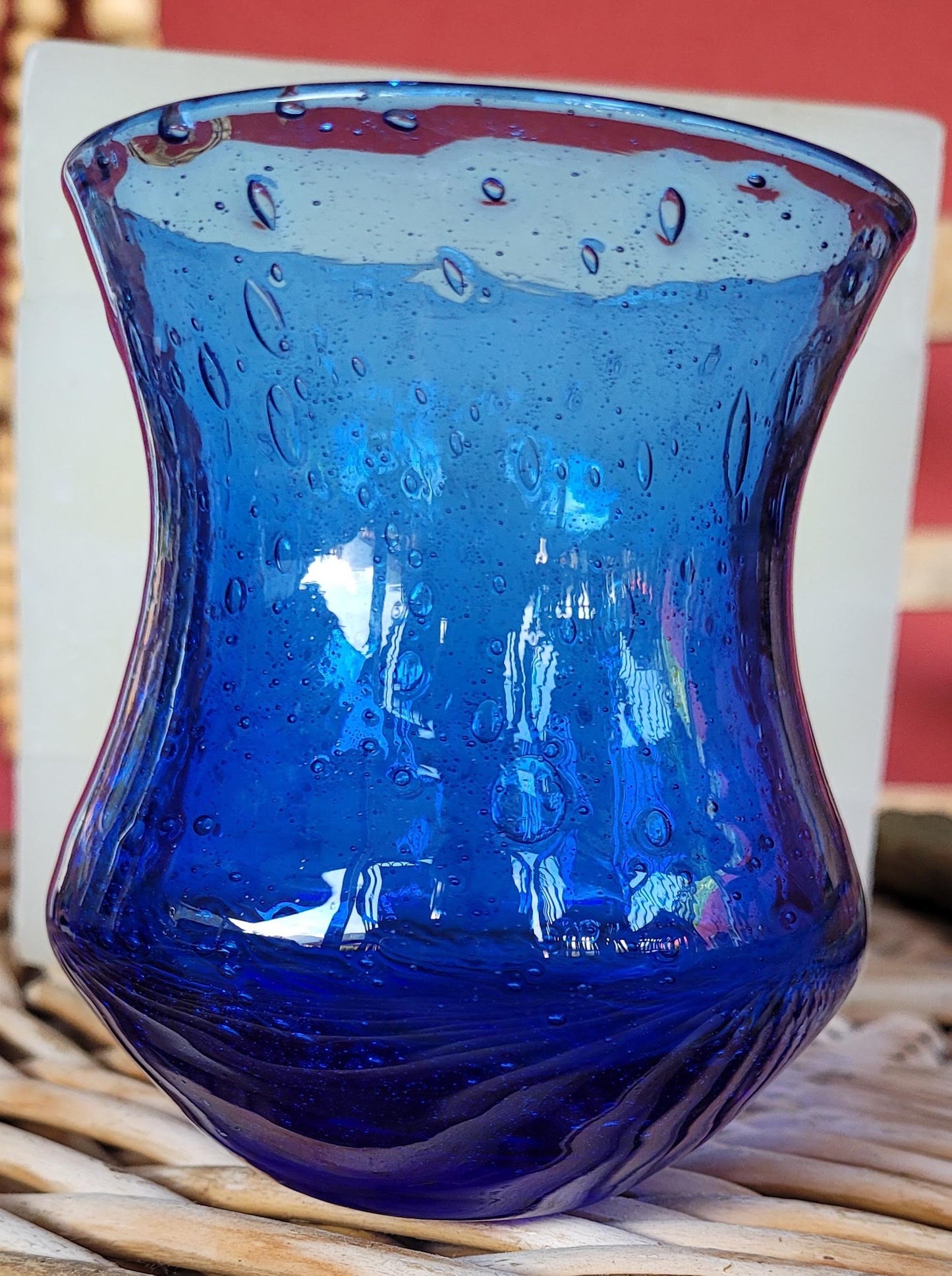 Pot en verre bullé bleu - ref 14