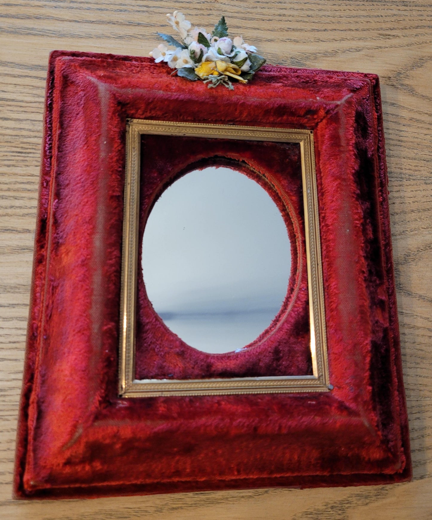 Miroir kitsch velours rouge - ref 23