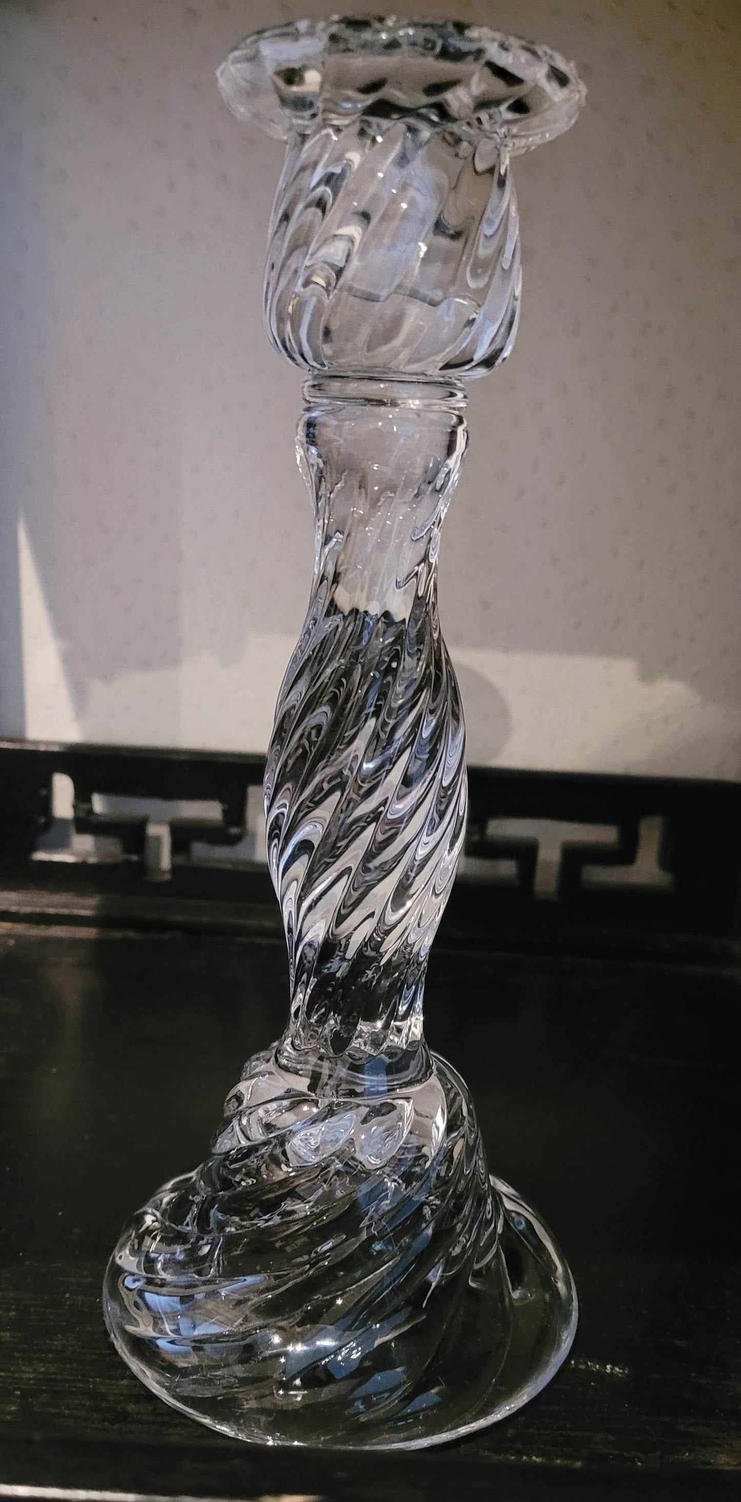 Bougeoir en verre moulé torsadé - Ref 33