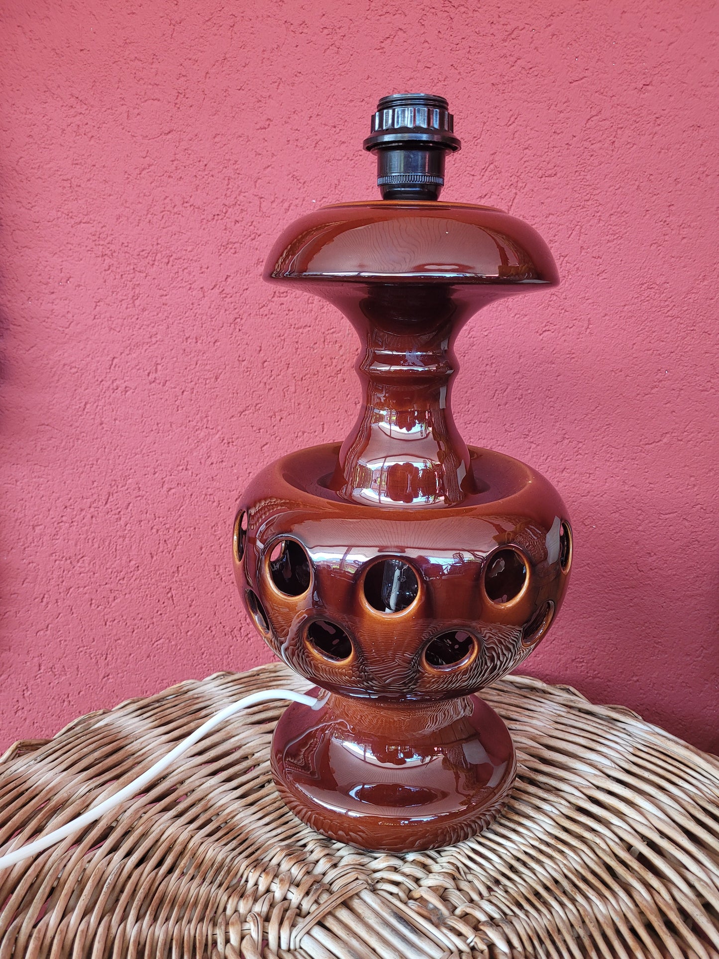 Pied de lampe en céramique vintage à double éclairage - ref  171