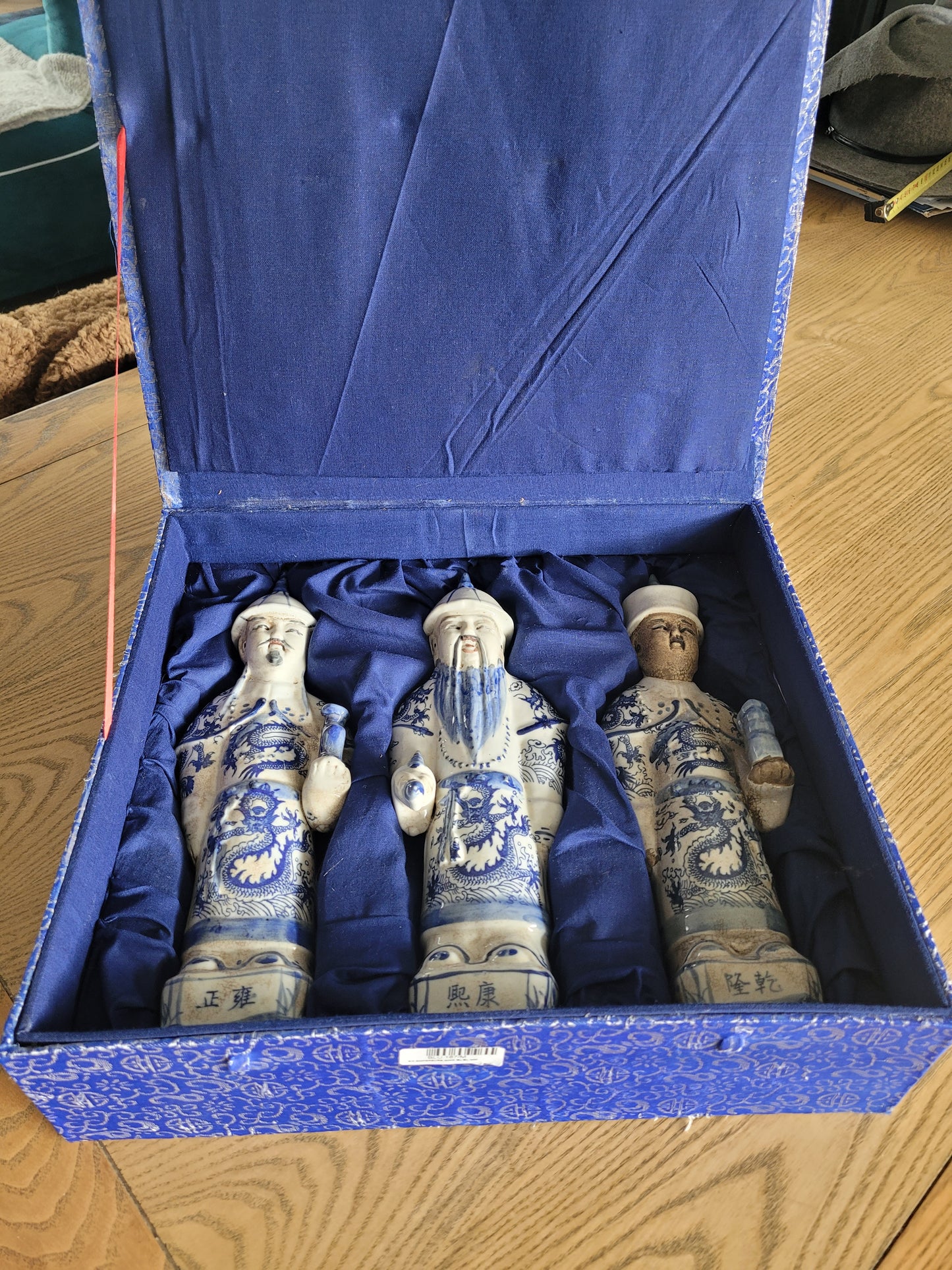 Ensemble de 3 statuettes chinoises de l'empereur Qing - ref 195