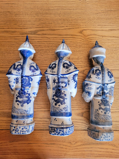 Ensemble de 3 statuettes chinoises de l'empereur Qing - ref 195