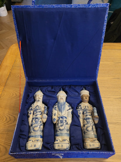 Ensemble de 3 statuettes chinoises de l'empereur Qing - ref 195