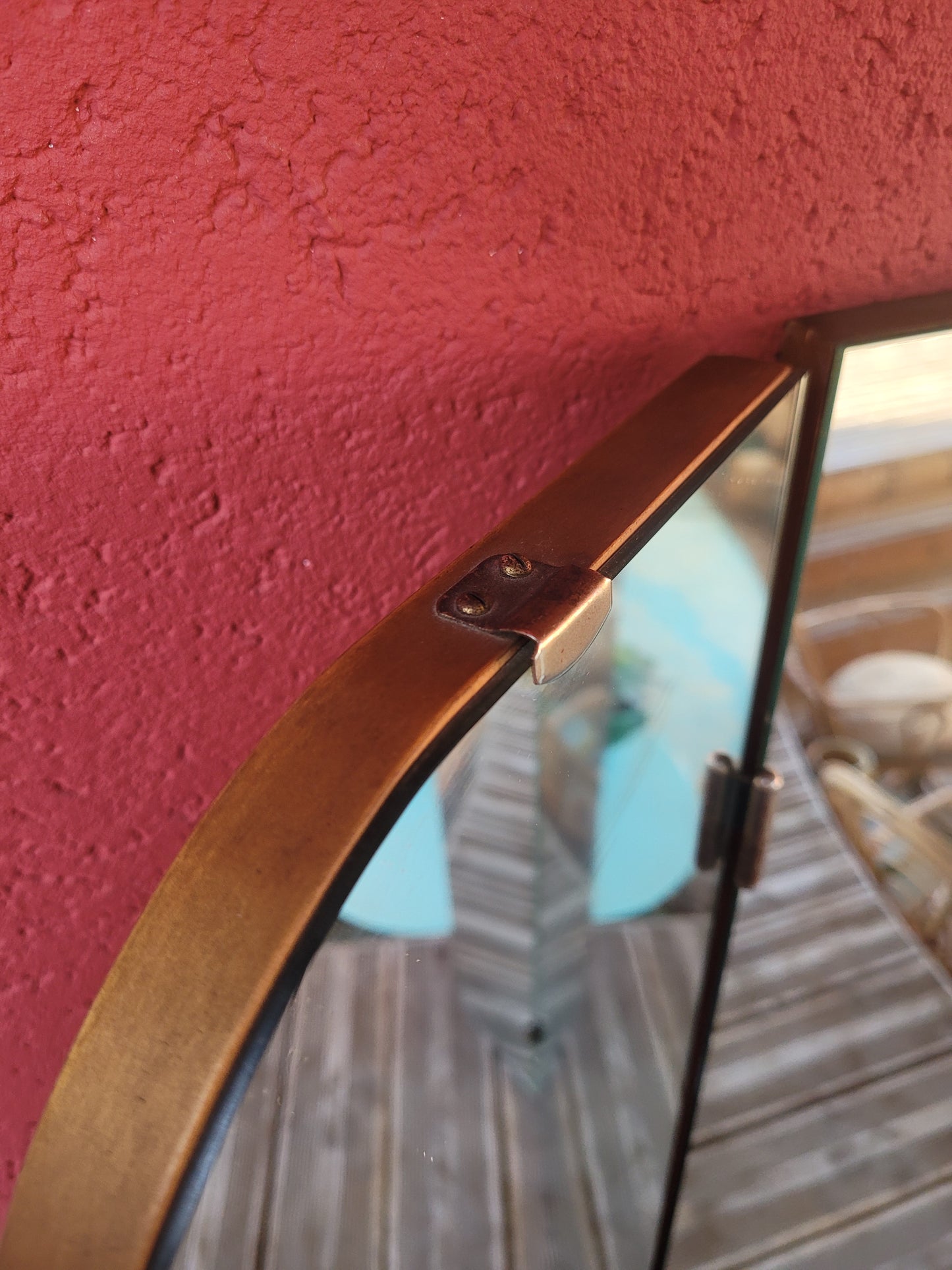 Grand miroir triptyque vintage en teck - Ref 250