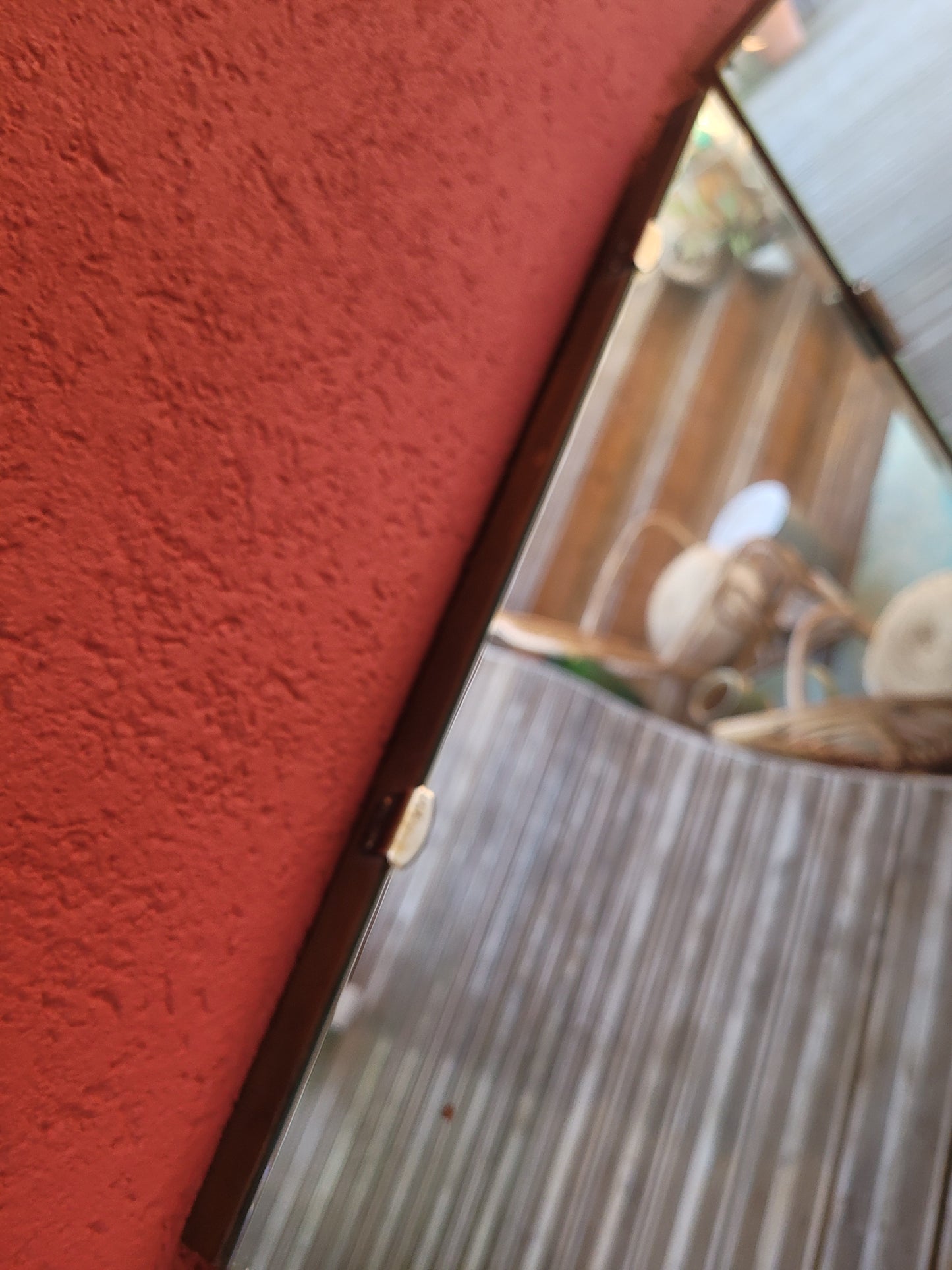 Grand miroir triptyque vintage en teck - Ref 250