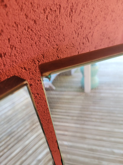 Grand miroir triptyque vintage en teck - Ref 250