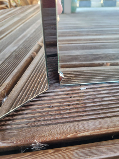 Grand miroir triptyque vintage en teck - Ref 250