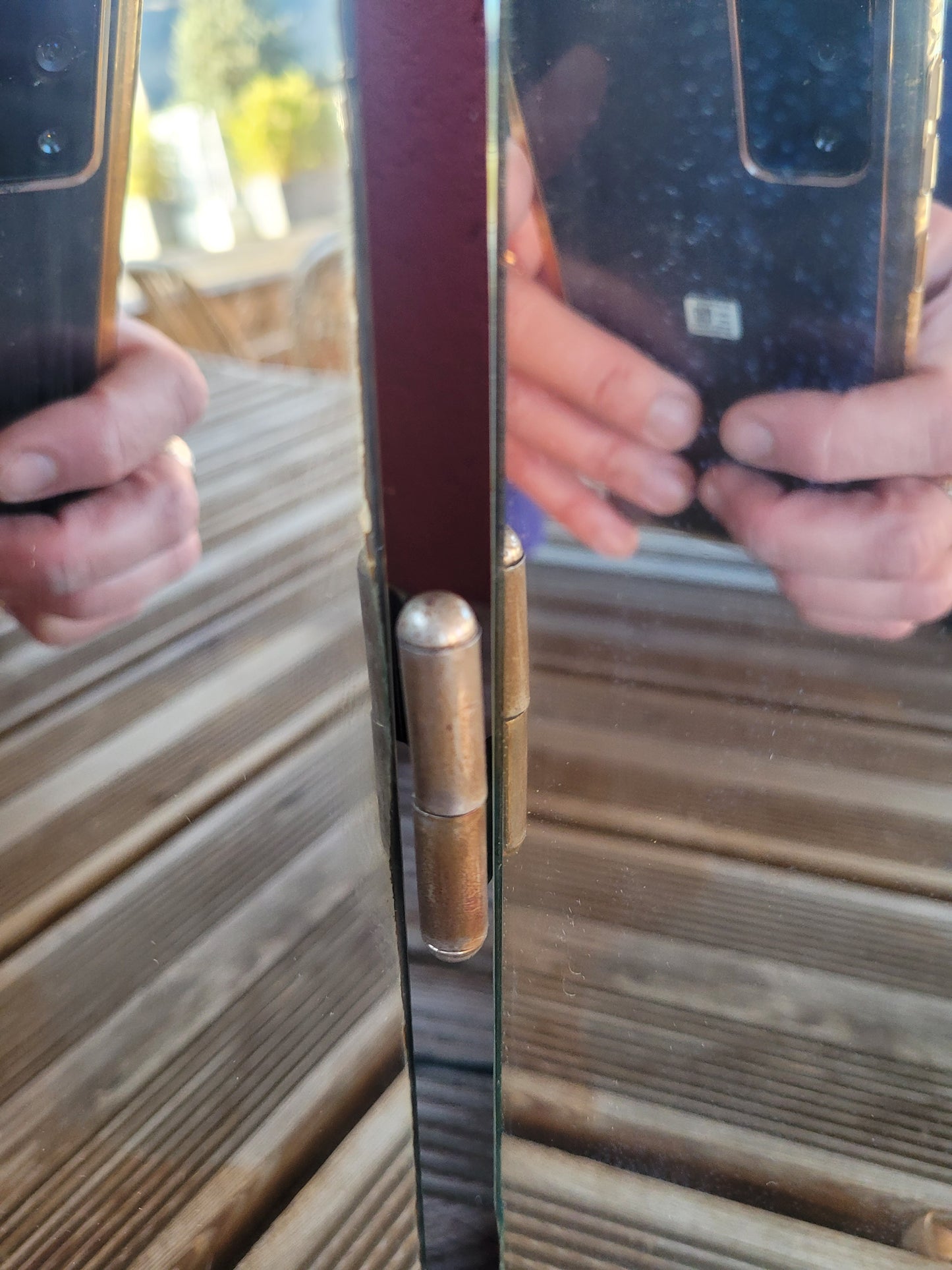 Grand miroir triptyque vintage en teck - Ref 250