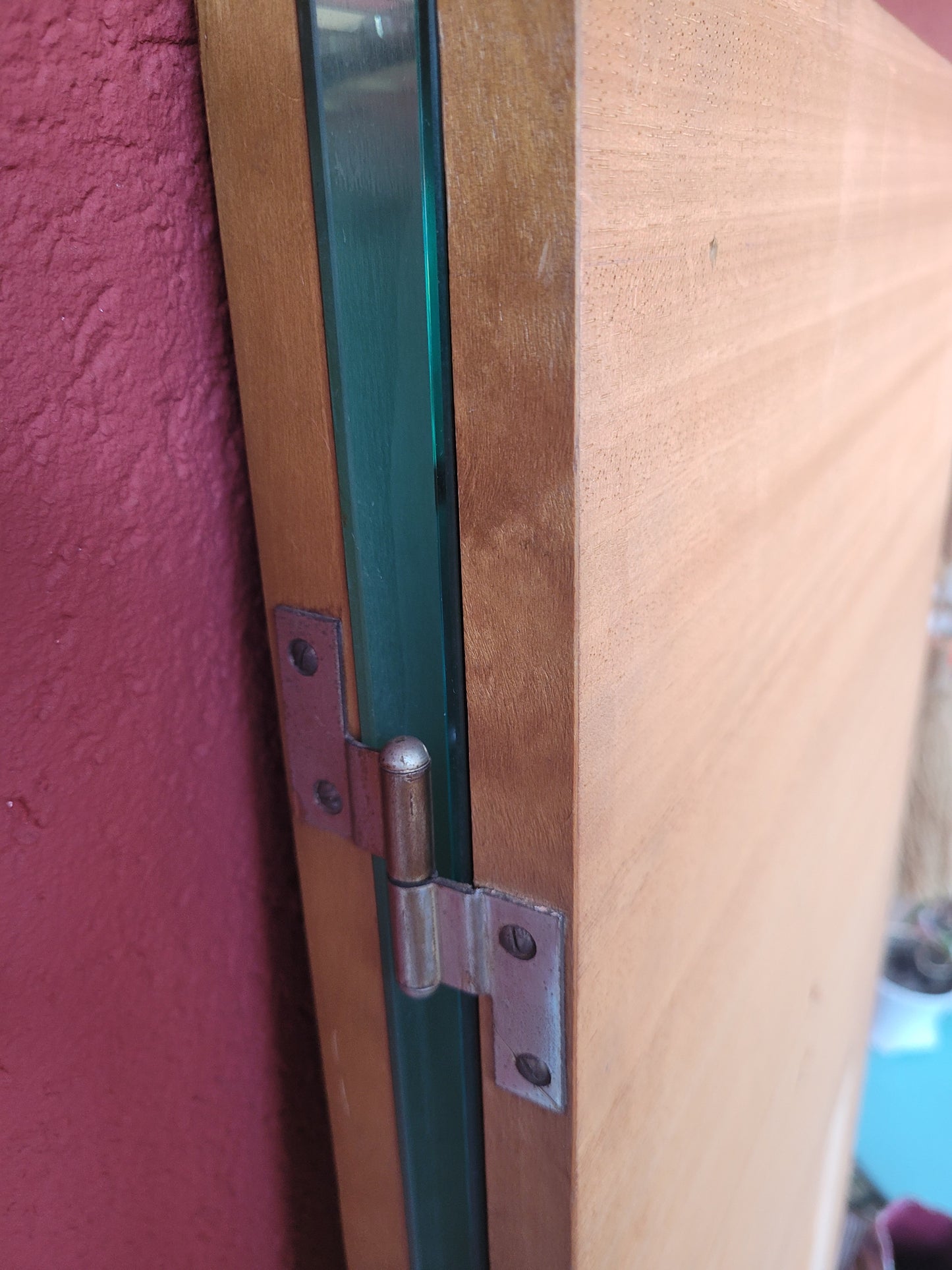 Grand miroir triptyque vintage en teck - Ref 250