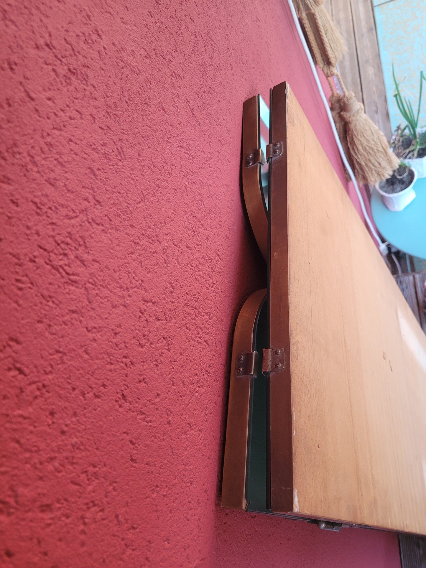 Grand miroir triptyque vintage en teck - Ref 250