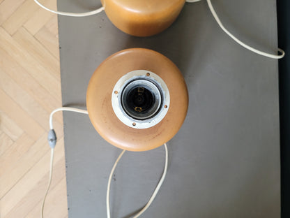 Paire de pieds de lampes en bois clair vintage - Ref 252