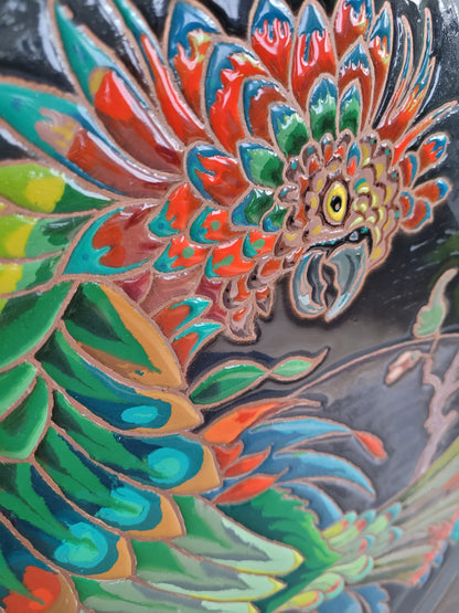 Tableau perroquet émaillé signé René Sigg - Ref 61