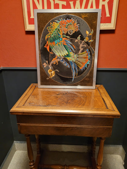 Tableau perroquet émaillé signé René Sigg - Ref 61