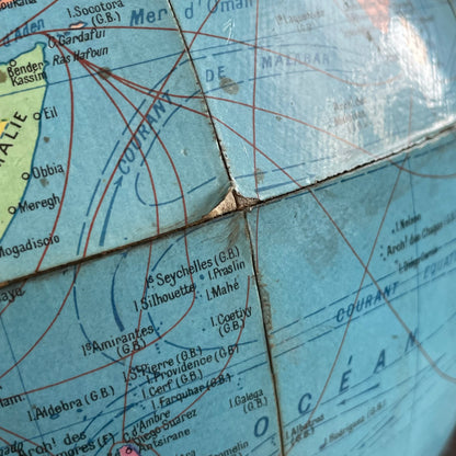 Globe terrestre vintage Girard et Barrère - Années 50-60 - piètement string - Ref 1153