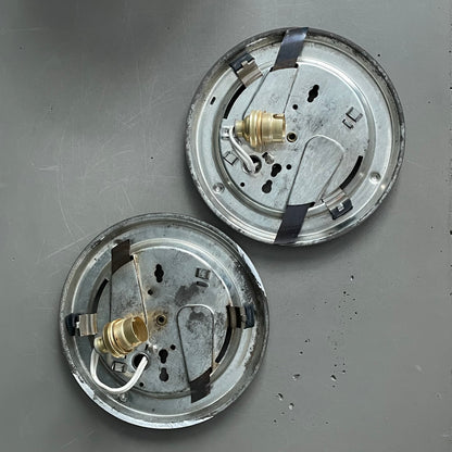 Paire de plafonniers globes en verre blanc - Ref 1175