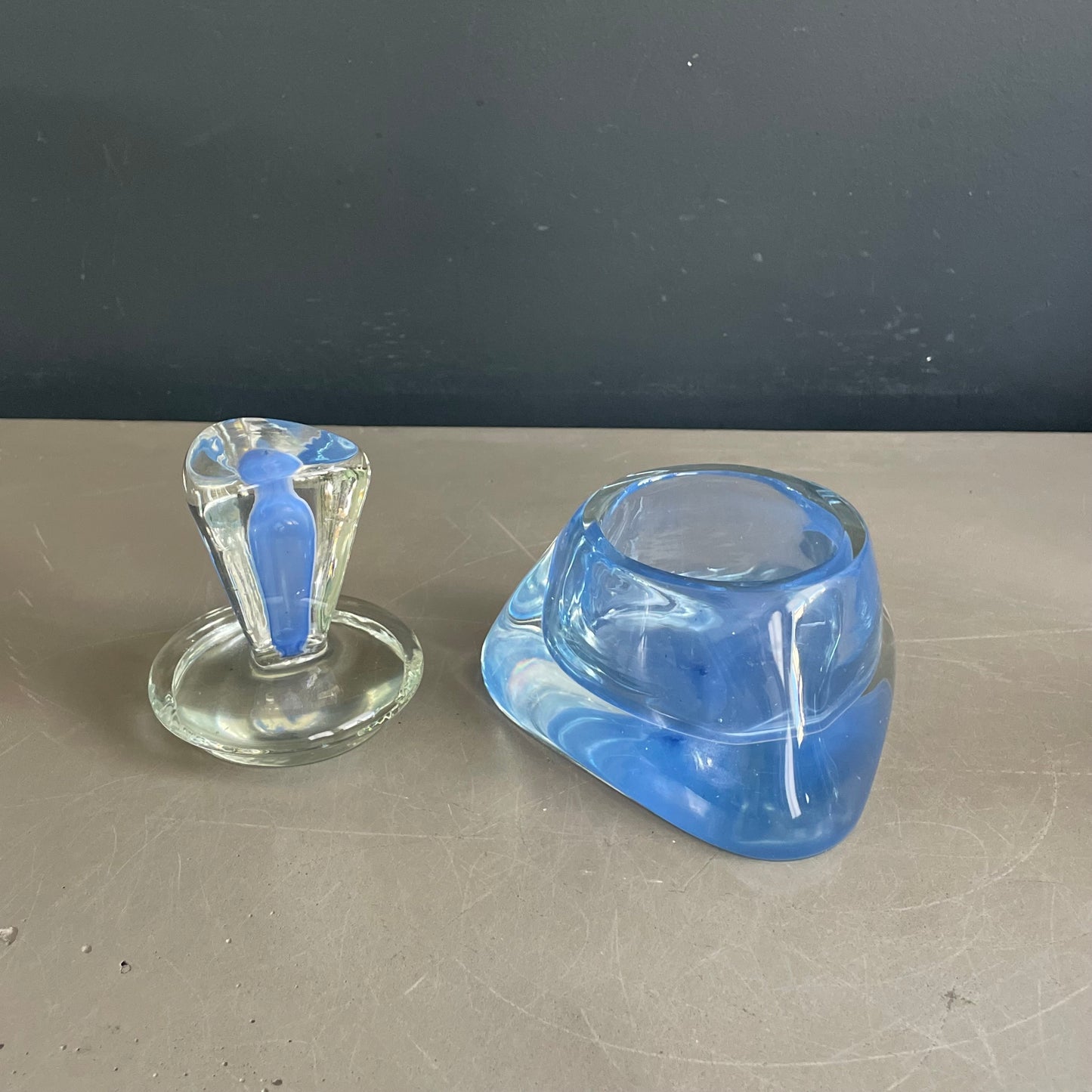 Ensemble en verre soufflé bicolore - Ref 1070