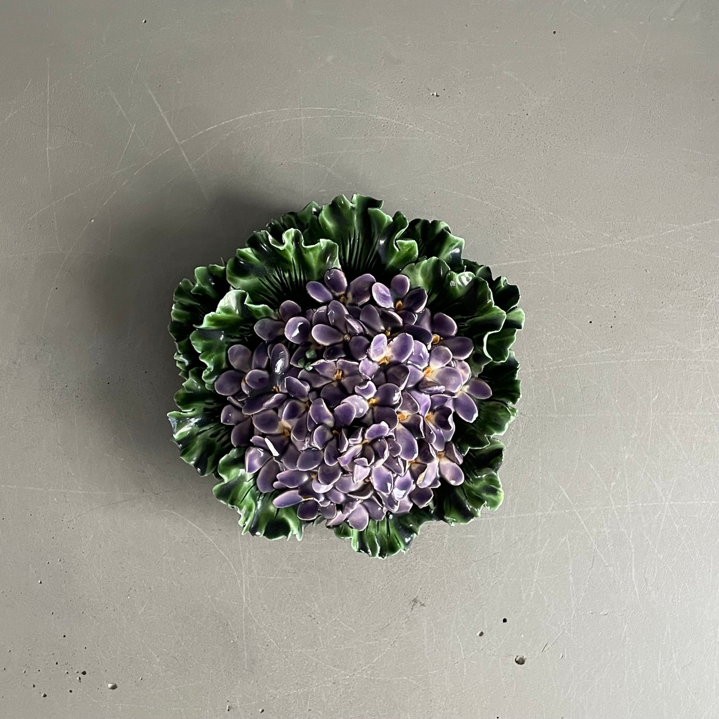 Grande fleur d’hortensia en barbotine de porcelaine - Ref 1161