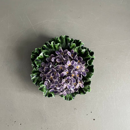 Grande fleur d’hortensia en barbotine de porcelaine - Ref 1161