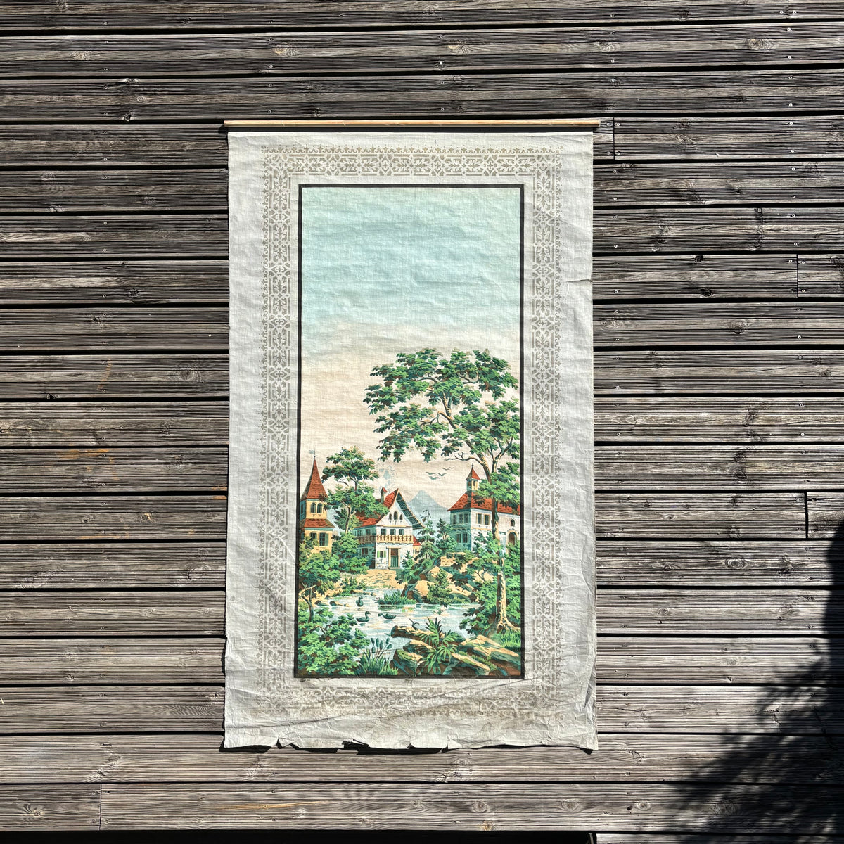 Grande tenture murale en lin imprimée - paysage alpestre - Ref 1400