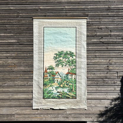 Grande tenture murale en lin imprimée - paysage alpestre - Ref 1400