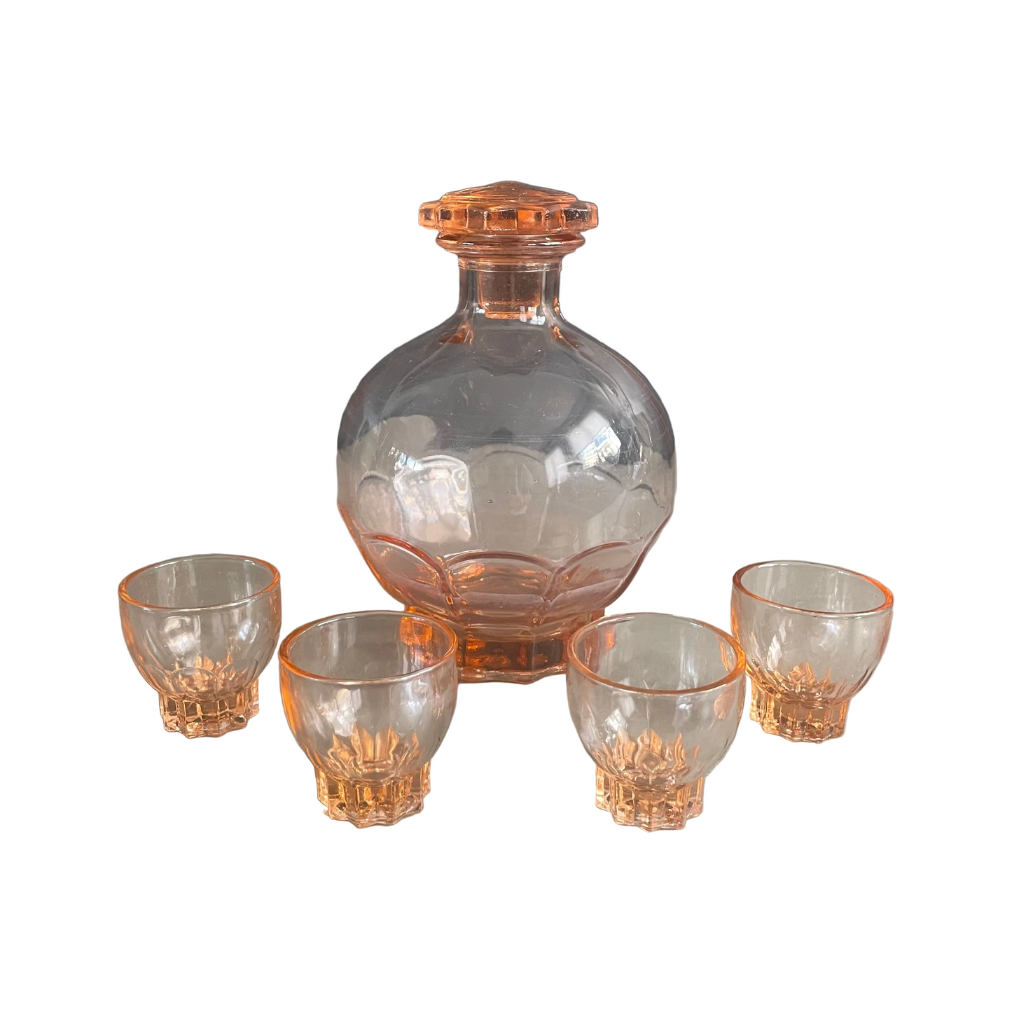 Service à liqueur en verre rosé - Ref 1067