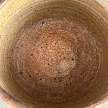 Cache-pot ou vide-poche cylindrique en céramique à motifs gravés signé - Ref 1220