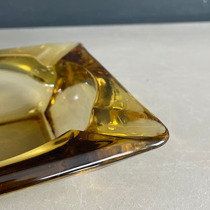 Cendrier vintage en verre jaune - Ref 1162