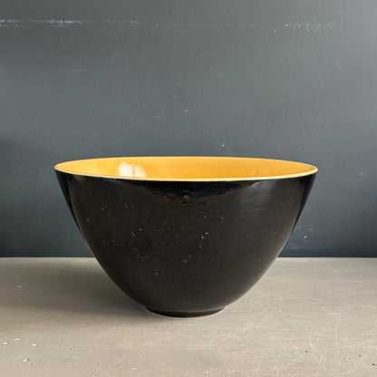 Saladier en céramique artisanale émaillé jaune et noir - Ref 1274