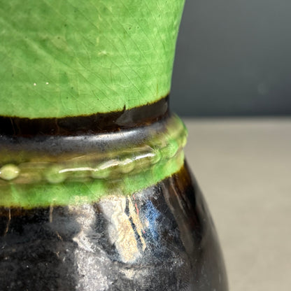 Vase bicolore en terre cuite émaillée - Artisanat savoyard - Ref 1272