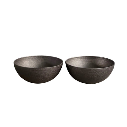 Paire de bols vide-poche en métal laqué noir - Ref 1249