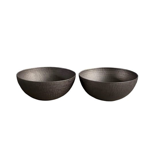 Paire de bols vide-poche en métal laqué noir - Ref 1249