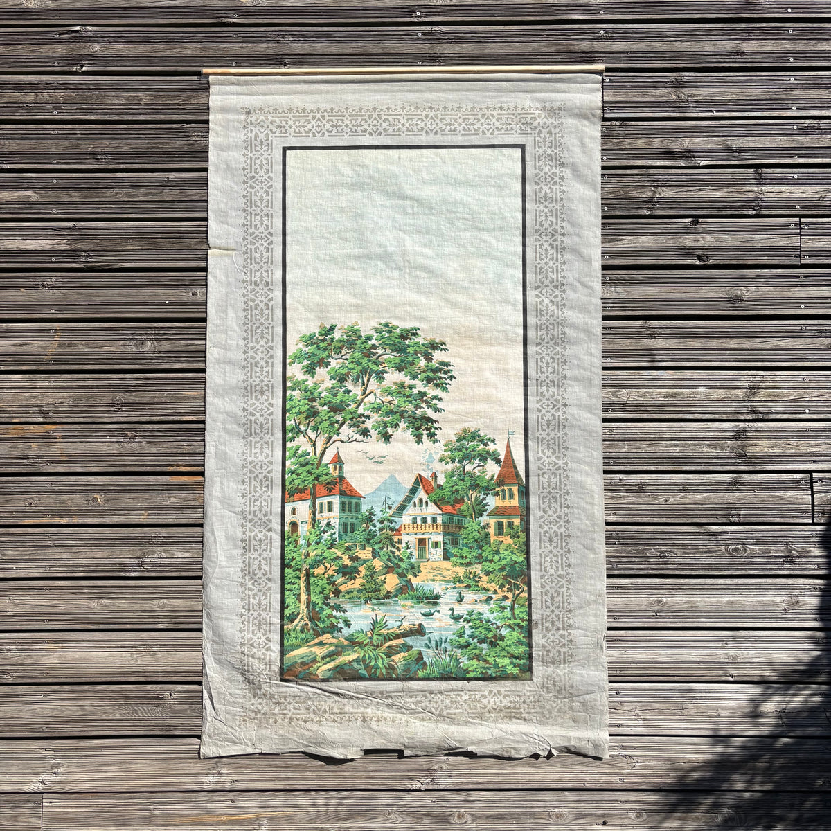 Grande tenture murale en lin imprimée - paysage alpestre - Ref 1400