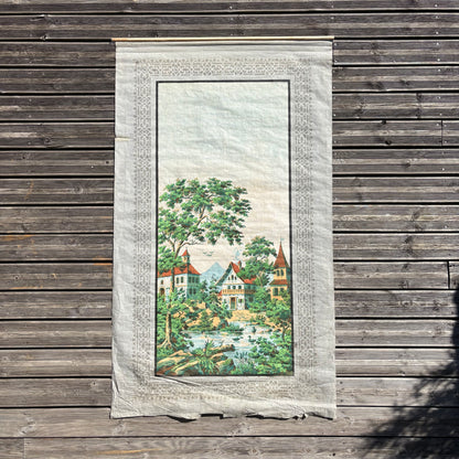 Grande tenture murale en lin imprimée - paysage alpestre - Ref 1400