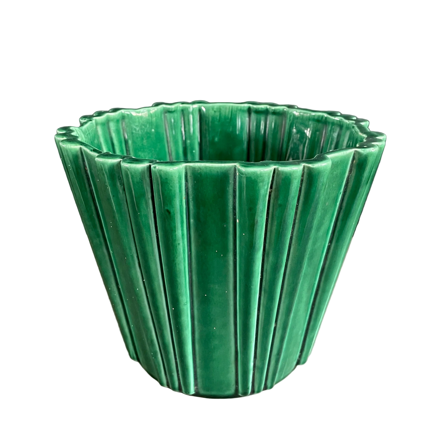 Cache-pot P.L. France Poët Laval en céramique verte - Ref 942